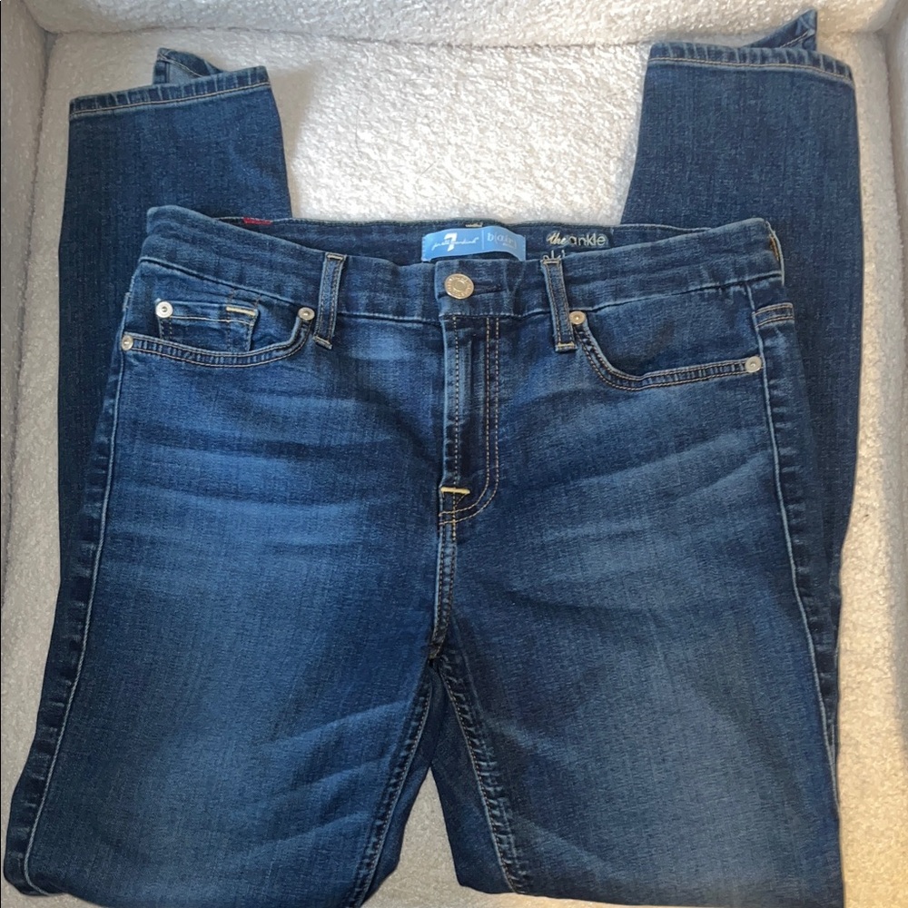 7 For All Mankind Dark Blue Straight Leg Jeans